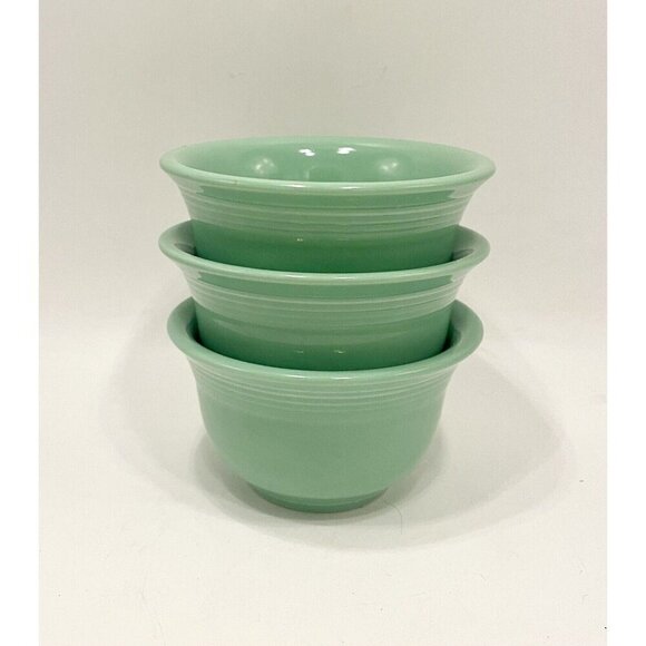 Set of 3 Homer Laughlin Fiesta Sea Mist Green Bouillon Cups 11035610 Sauce Bowls - Picture 3 of 6
